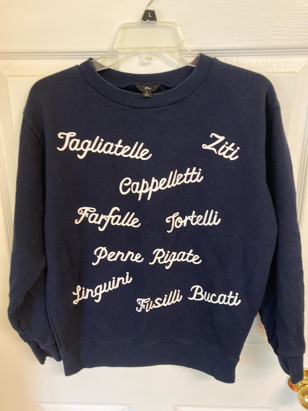 J. Crew Navy Italian Pastas Crewneck